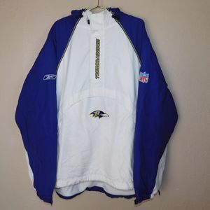 NFL Baltimore Ravens Jacket Adult XL Football Fleece Lined Reebok Hooded